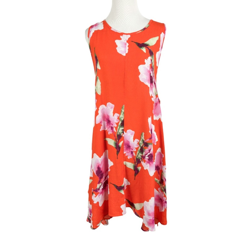 Haute Fox Orange Floral Side Lace Up Tunic Top Size 2X